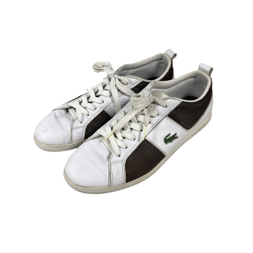 Lacoste White Brown Leather Low Top Sneakers 10.5 44